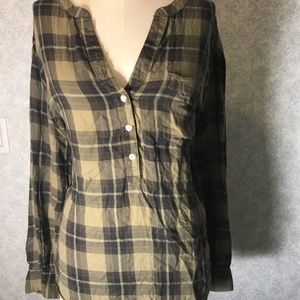 Olive Green and Black Flannel Large